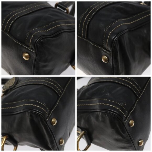 GUCCI Hand Bag Leather Black Gold - Picture 16 of 16